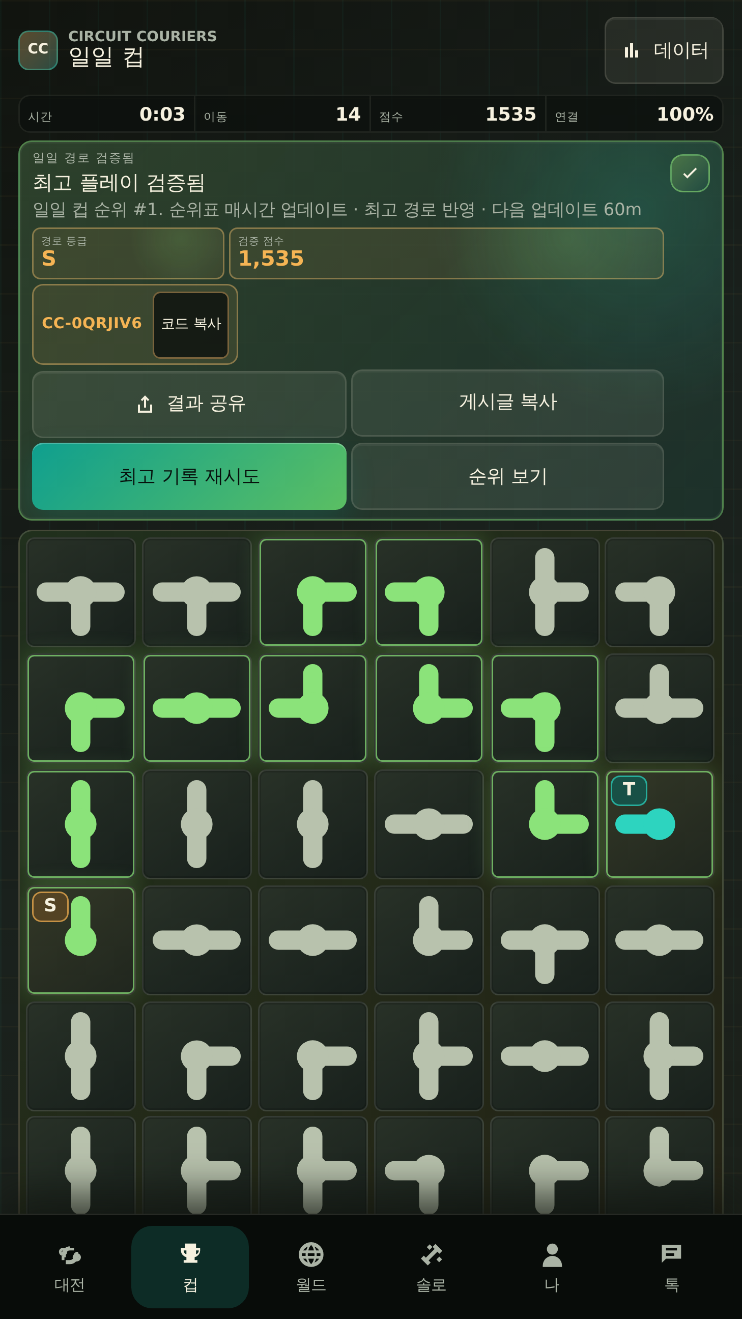 일일 컵 순위
