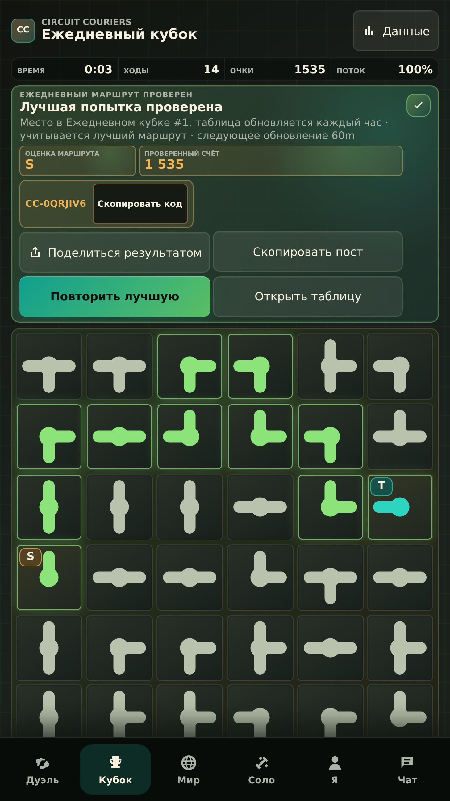 Таблица Ежедневного кубка