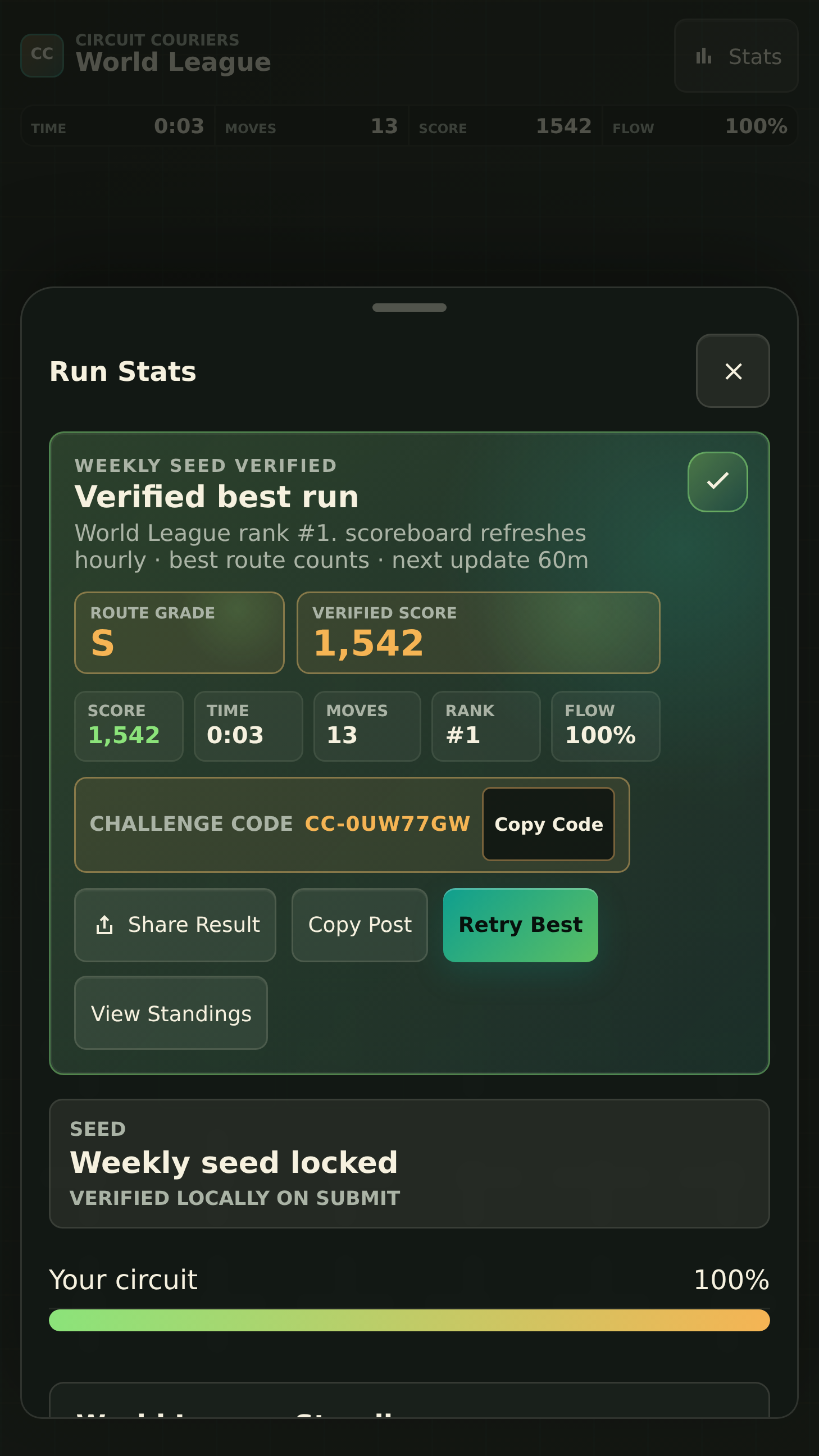 Rival stats and account history