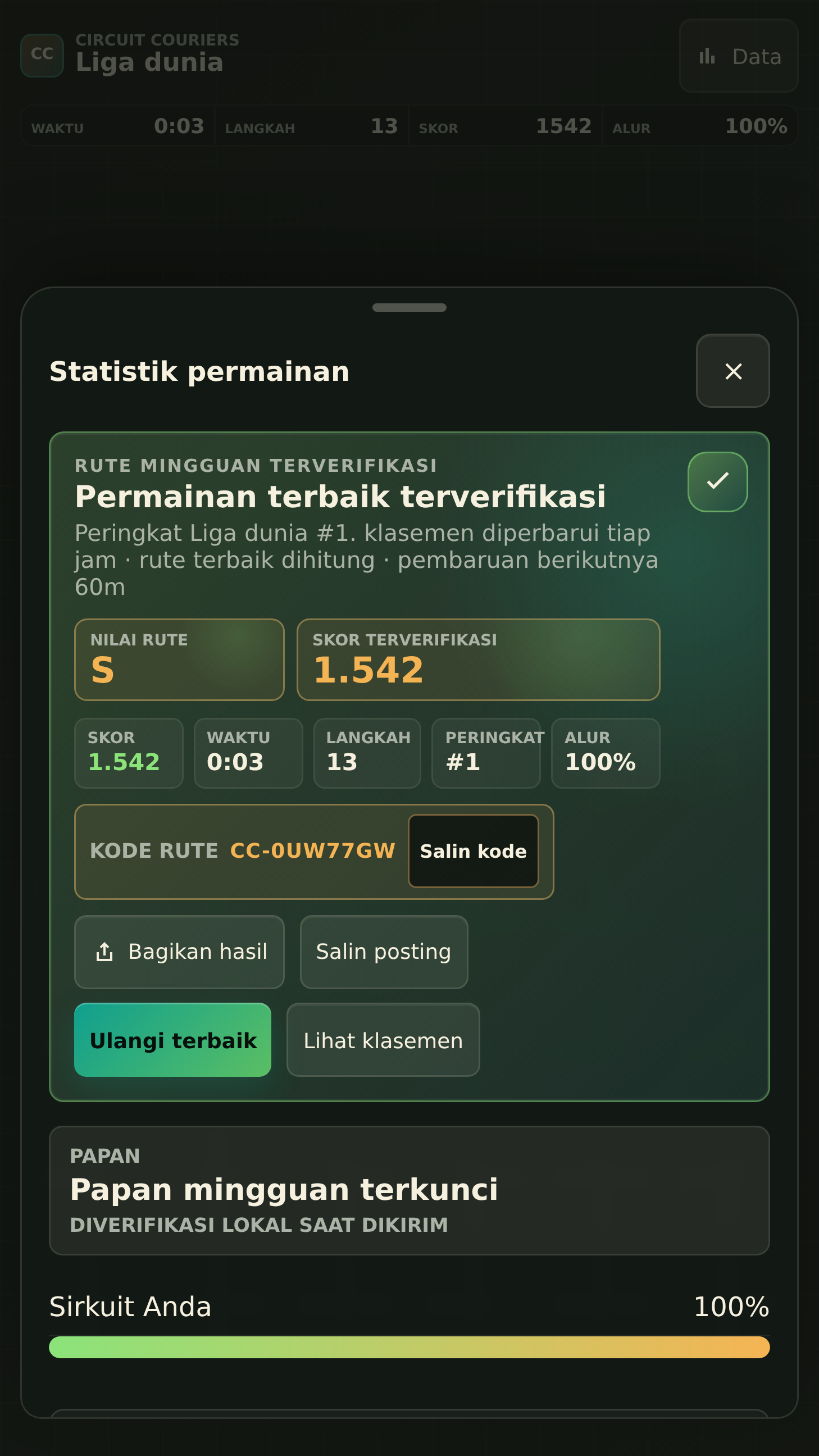 Statistik lawan dan riwayat akun