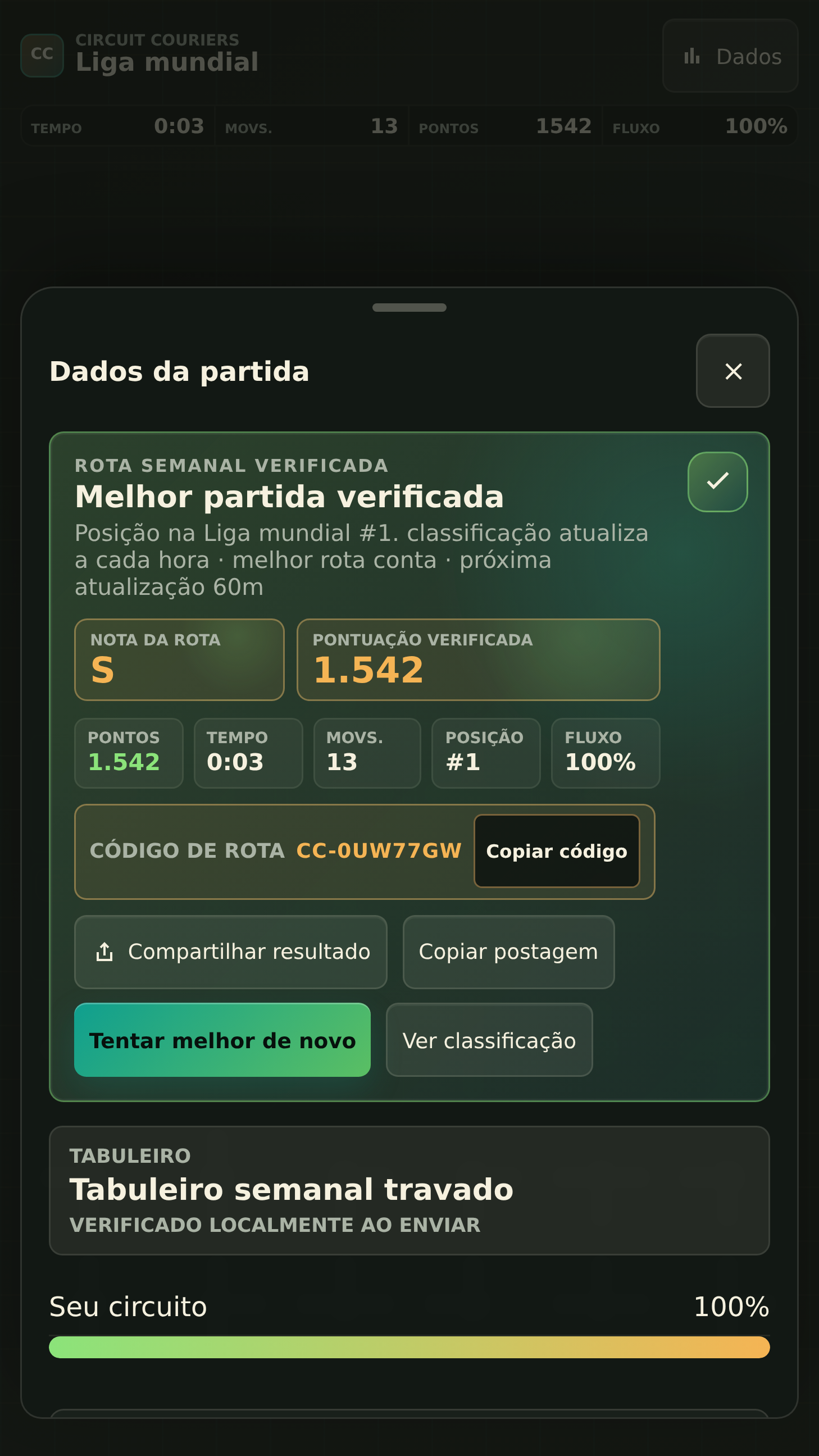 Estatísticas de rivais e histórico da conta