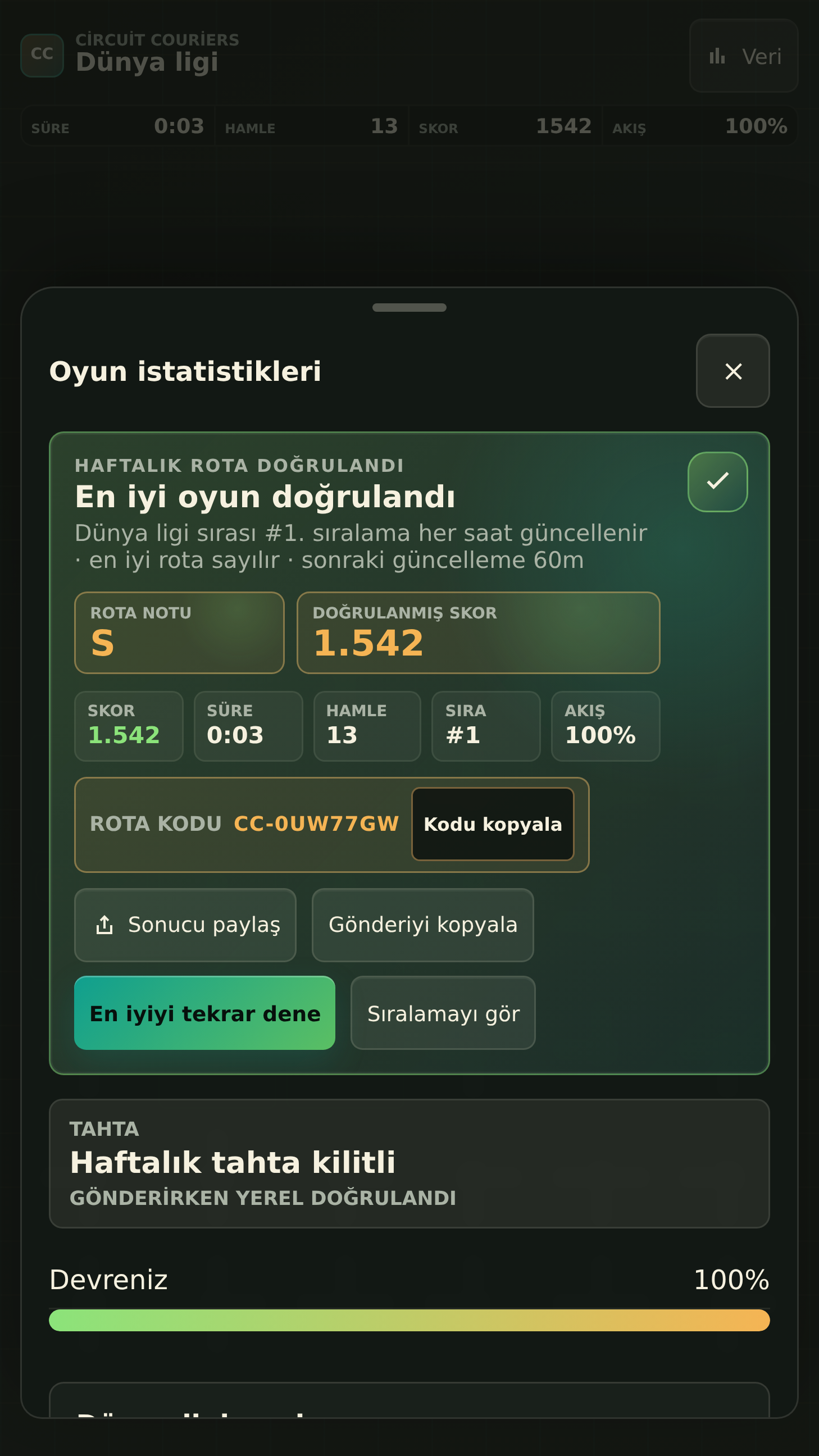 Rakip istatistikleri ve hesap geçmişi